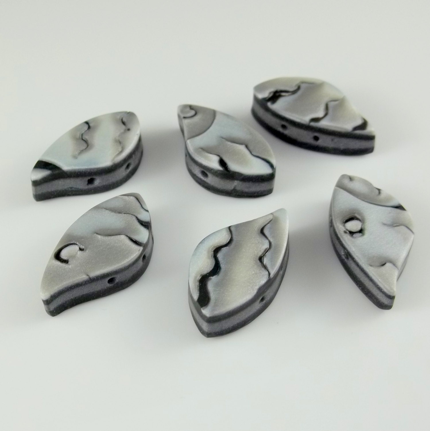 Two Hole Beads in Shades of Grey and Black for Bracelets