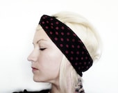 The Twist Turban Headband- In Black and Fuchsia Polka Dot Print
