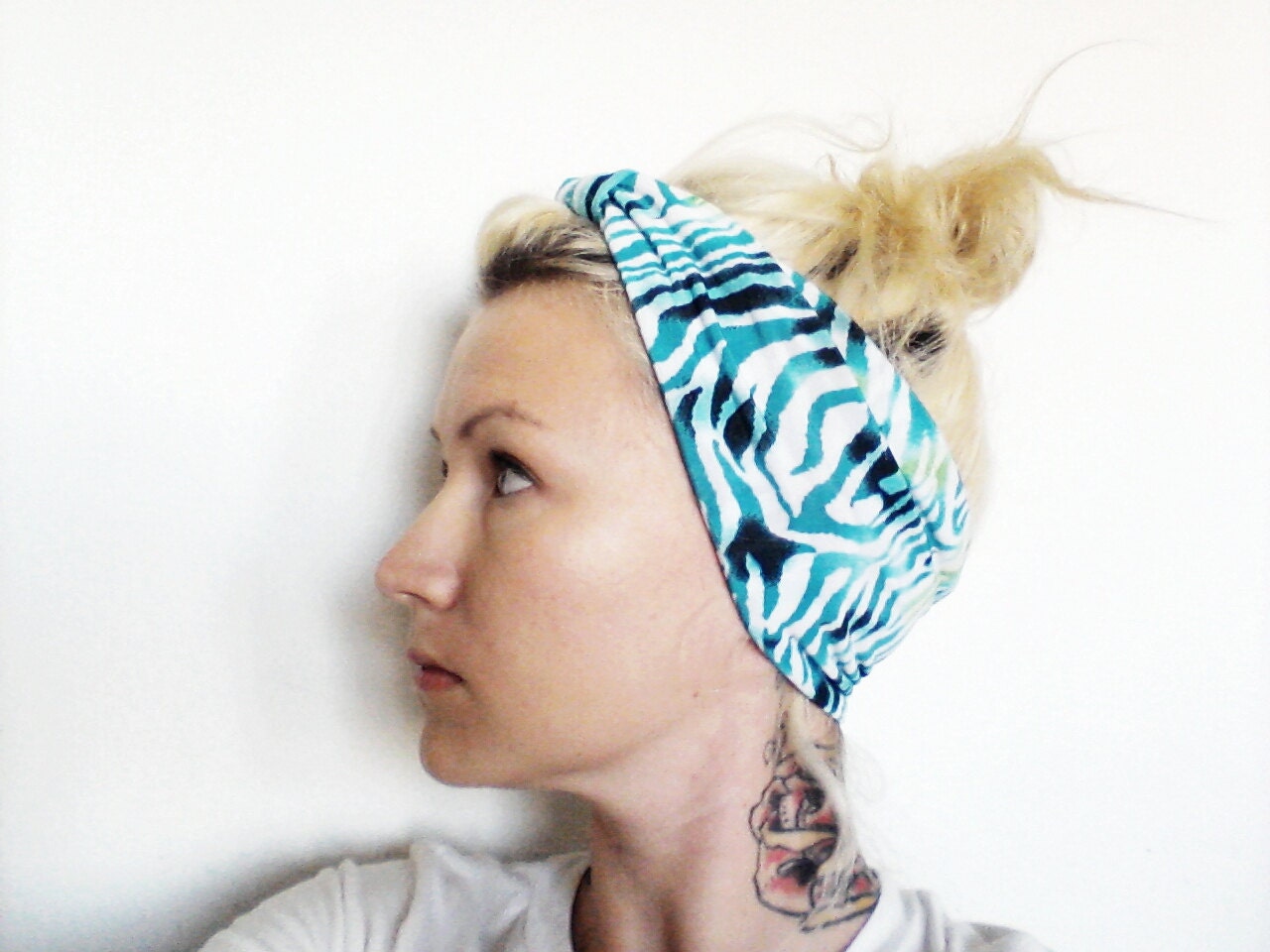 The Turban Headband- In Turquoise Tie Dye Print