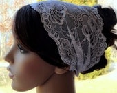 Wide Lace Headband White Lace Head band Stretch Lace Headband Lace Headcovering Head covering Womens Boho Head band Adult Head band Stretch