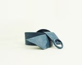 Vintage Sash Belt 80s Soft Leather Blue / Cerulean 1980s Belt