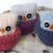 Adopt all three Baby Owls ... angora eco wool felt owls nests pink lilac blue Rainbow collection (woolcrazy)