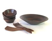 Vintage set of wooden farm house salad bowls