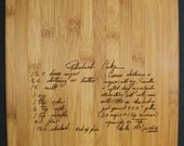 Vertical Recipe scanned from Mom's or Grandma's handwriting - Bamboo Cutting Board with Laser Engraved Recipe - Personalized  8.5 x 11