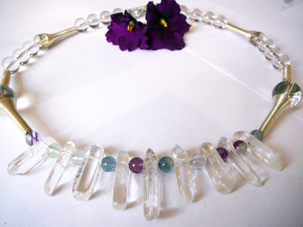 ReConnection - Necklace / Fluorite, Crystal Quartz , Silver
