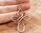Copper Cross Necklace. Wire Cross. Oxidized. Celtic. Wire Jewelry.