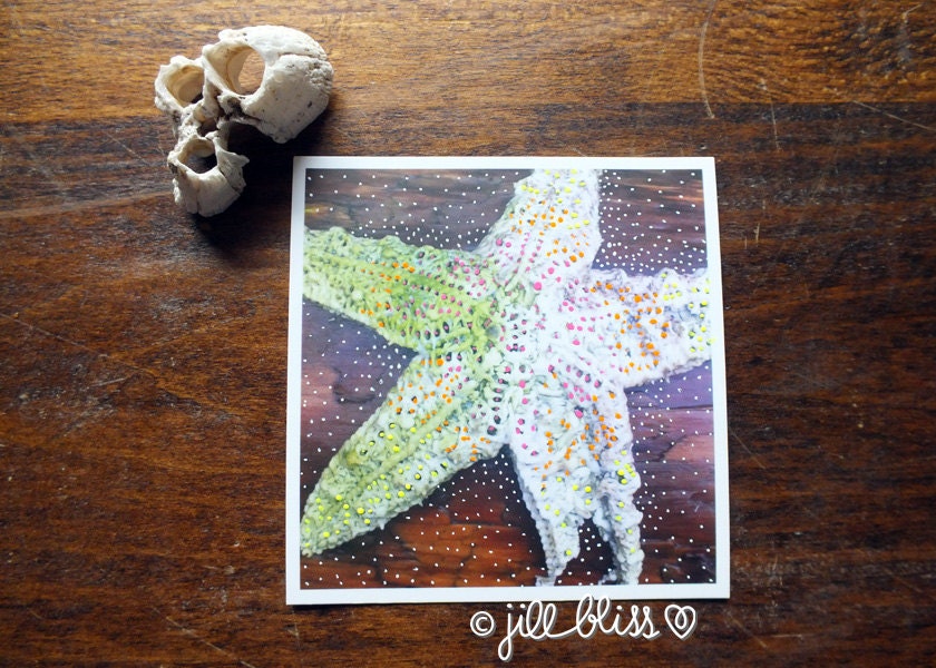 Exostar, 4"x4" original mixed media artwork on paper