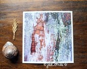 Wood Decay, 4"x4" original mixed media artwork on paper