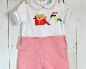 Vintage Little Boys Racecar Romper - Approx. Size 4T