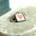 Red Paper Heart with Ivory and Sepia Script Background Soldered Charm Necklace with Silver Ball Chain