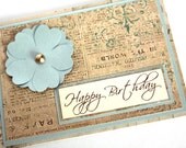 Handmade Happy Birthday Card, Birthday Card, Vintage Birthday Card, Vintage Card