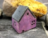 Rustic Purple Cottage...Raku Fired Miniature House