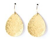 Hammered brass teardrop earrings - hammered gold earrings - simple earrings - brass minimalist jewelry