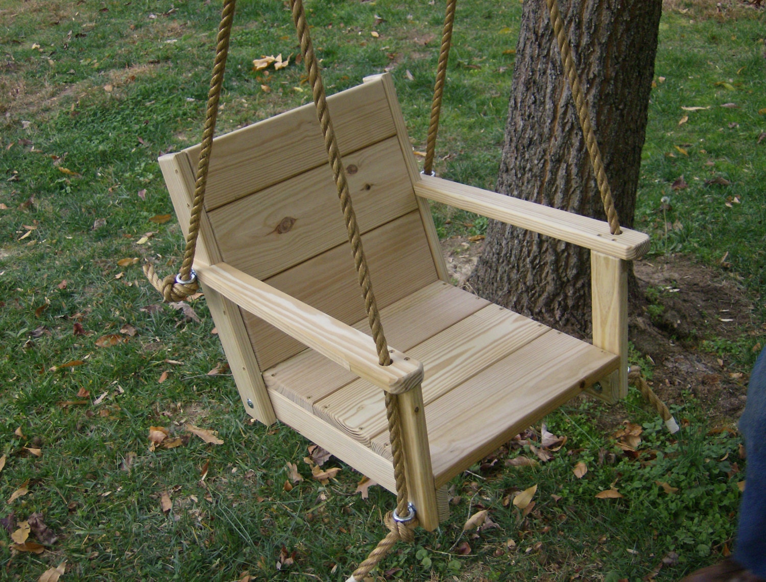Adult Chair Wood Chair Tree Swing and Rope