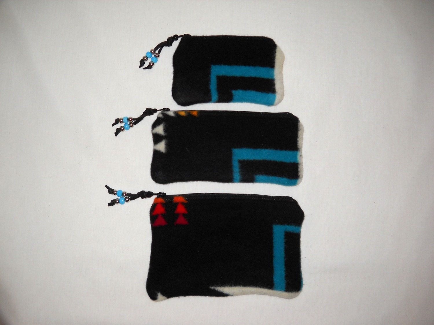 Organizer Set of 3 / Gift Set / Travel Set XL Wool Black Chief Joseph Southwestern Tribal Geometric