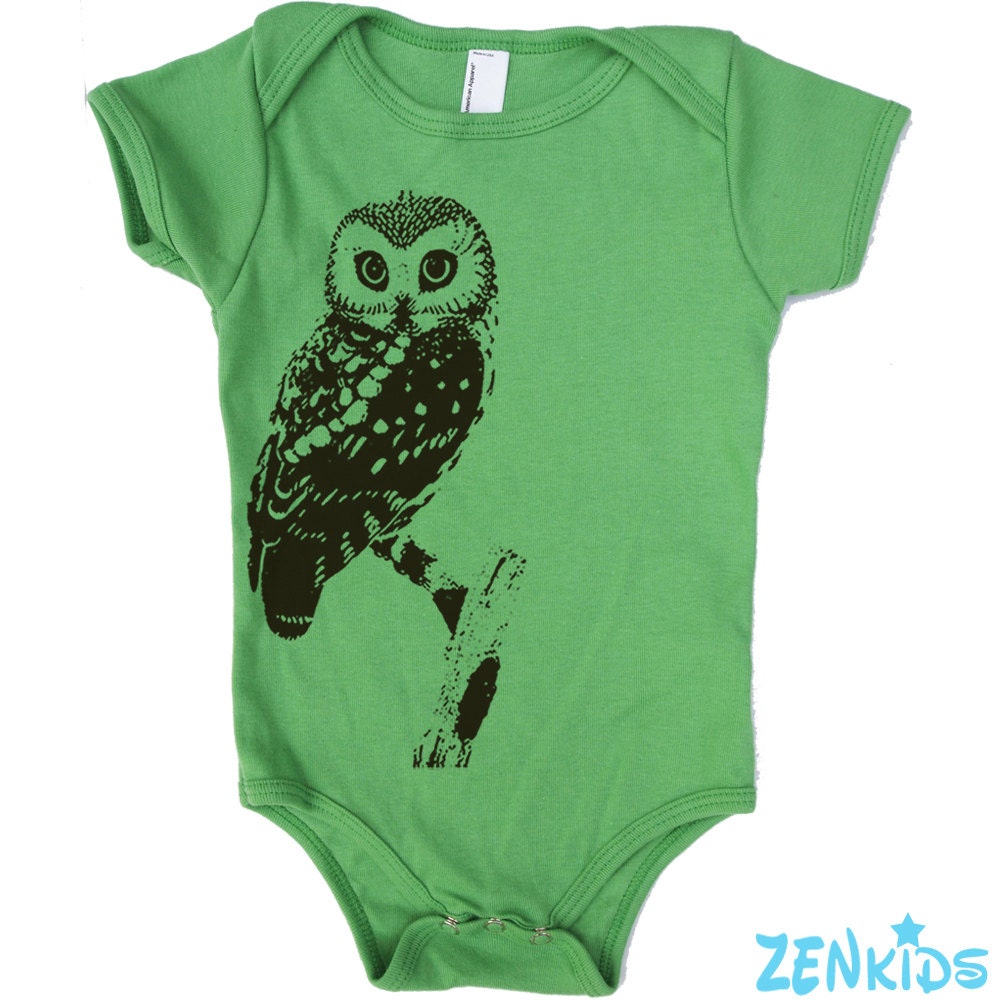Baby Onesie Urban OWL -  american apparel - Organic (5 Color Options)  - FREE Shipping