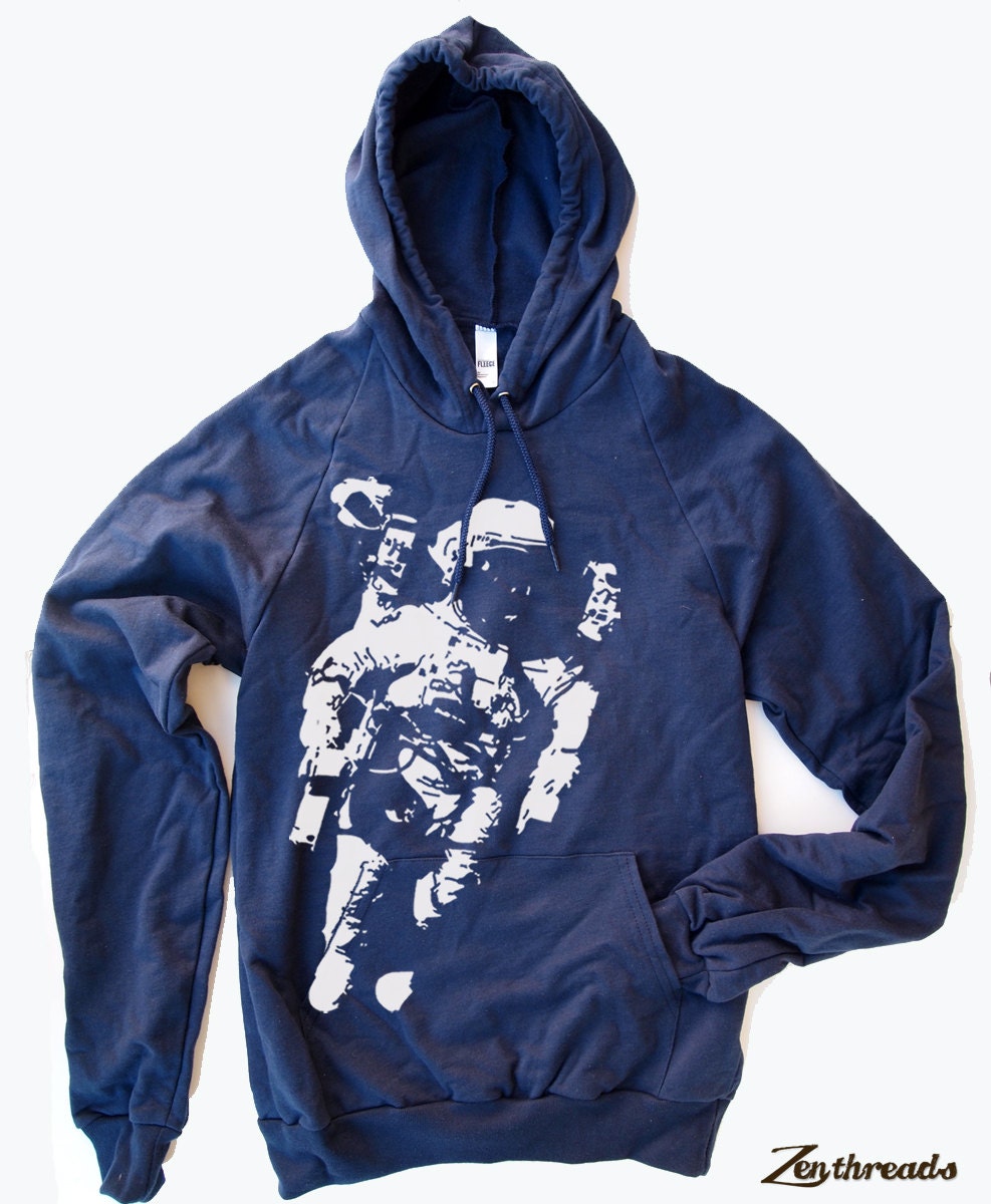 Unisex - SPACE MAN  - Flex Fleece Pullover Classic Hoody Sweatshirt - (2 Color Options) - American apparel sizes xs s m l xl