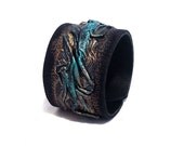 Leather cuff bracelet Women's cuff Leather jewelry  "Casual Elegance" collection.