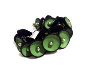 Charm bracelet. Pod leather bracelet. Green color