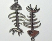 1 Pcs Antique Silver Large Fish Bones Charm Pendants
