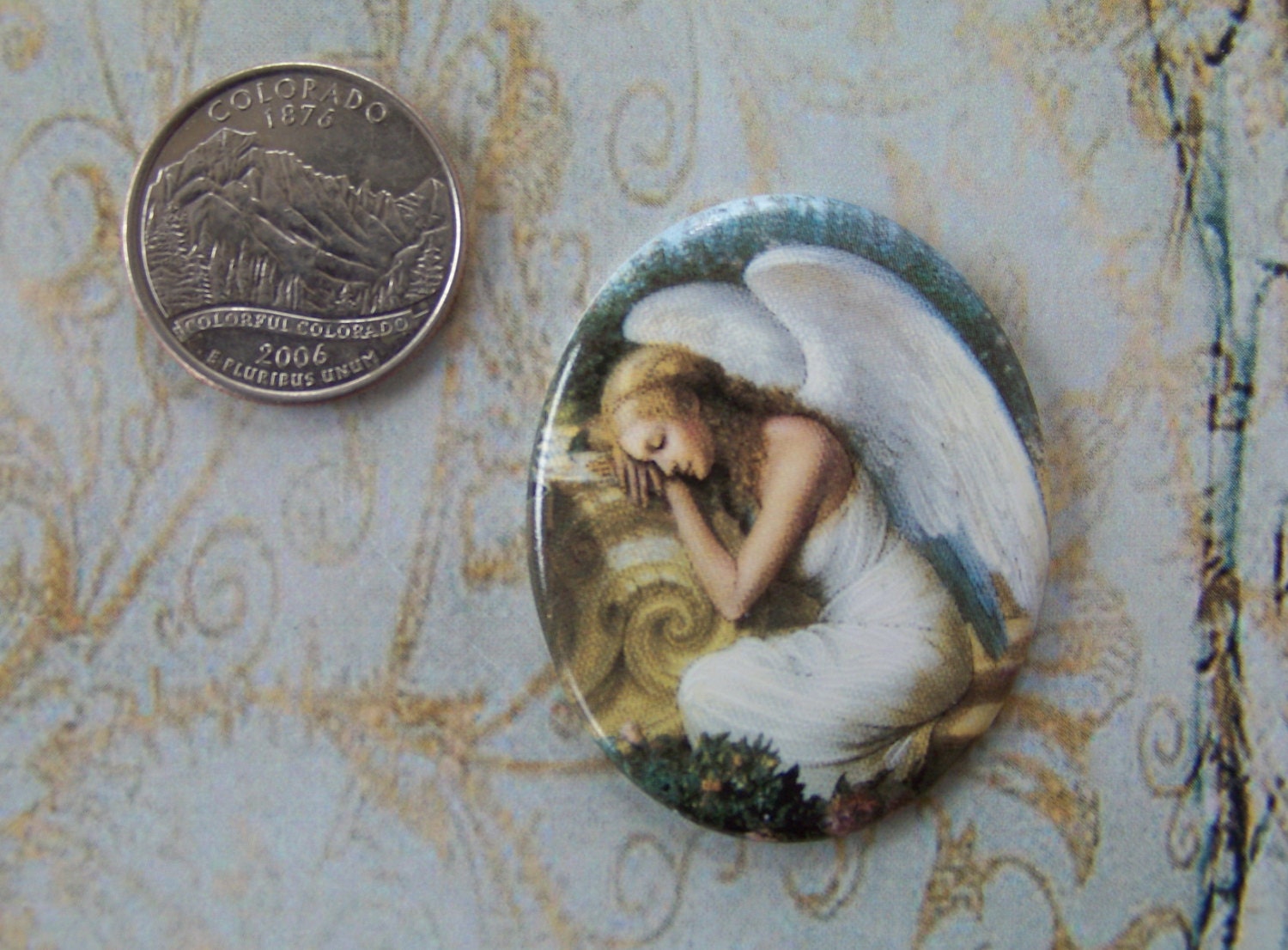 Cameo Porcelain Fired decal Beautiful Serene Angel About 39 x 47 mm ECS