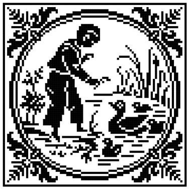 Boy and ducks -  cross stitch pattern. Instant download.