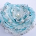 Wedding Hair Flower, Tea Stained Baby Blue Flower Accessory, Maternity Sash