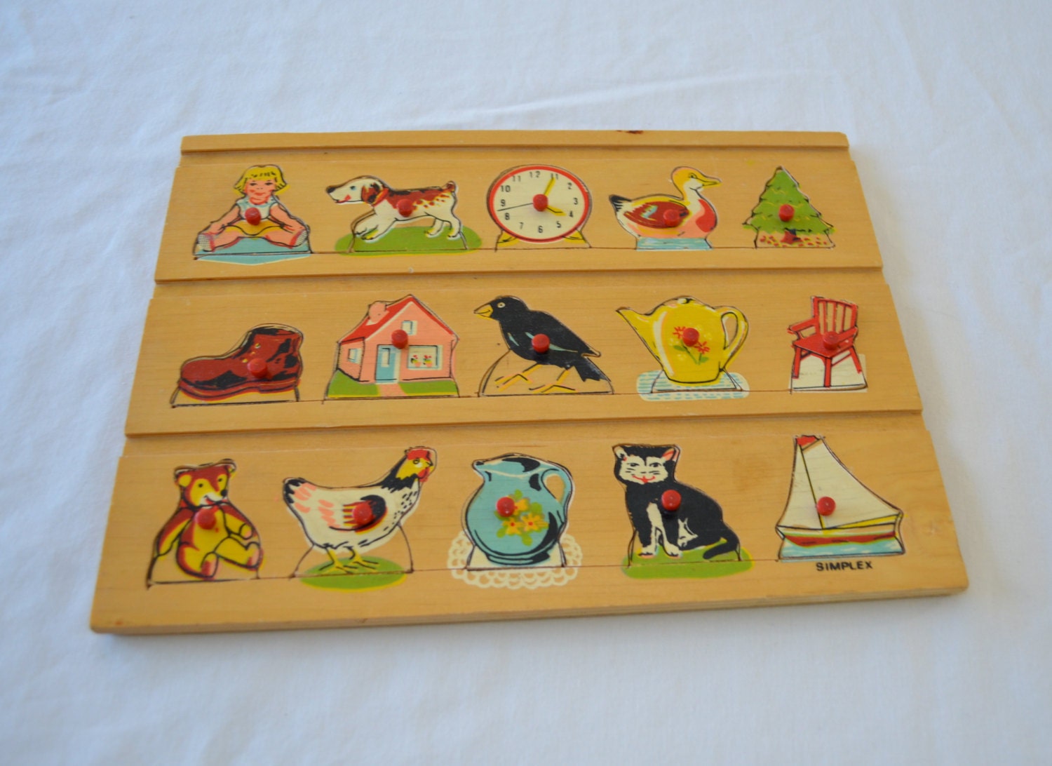 Vintage Children's WOOD PUZZLE Simplex 1950's or 60's
