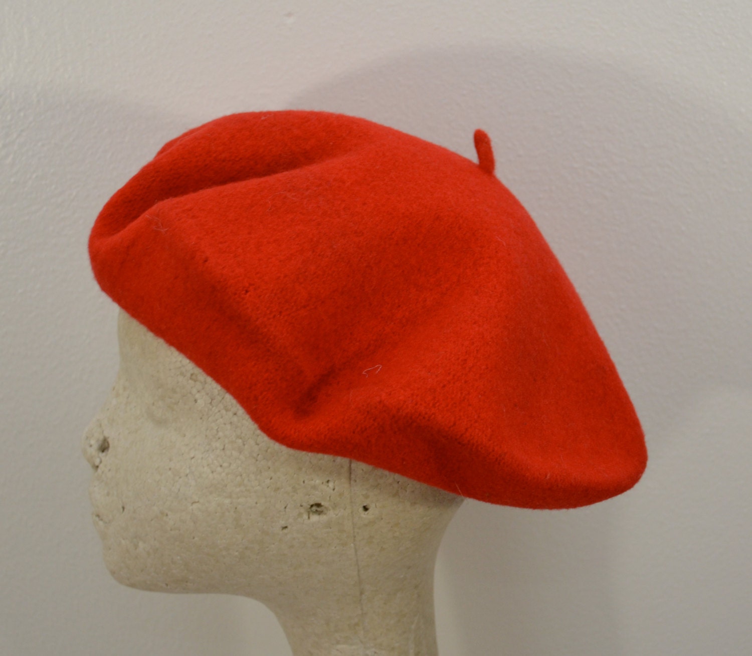Vintage Red Wool BERET made in Czechoslovakia