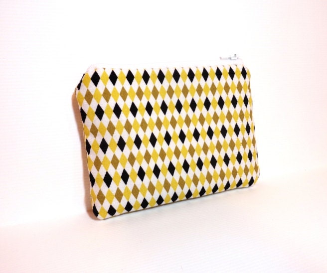 Small Pouch Small Wallet Small Coin Purse Diamonds in Green and Gold