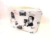 Medium Zipper Pouch Pencil Case Cosmetic Pouch Toiletry Bag Fathers Day Men's Retro Design