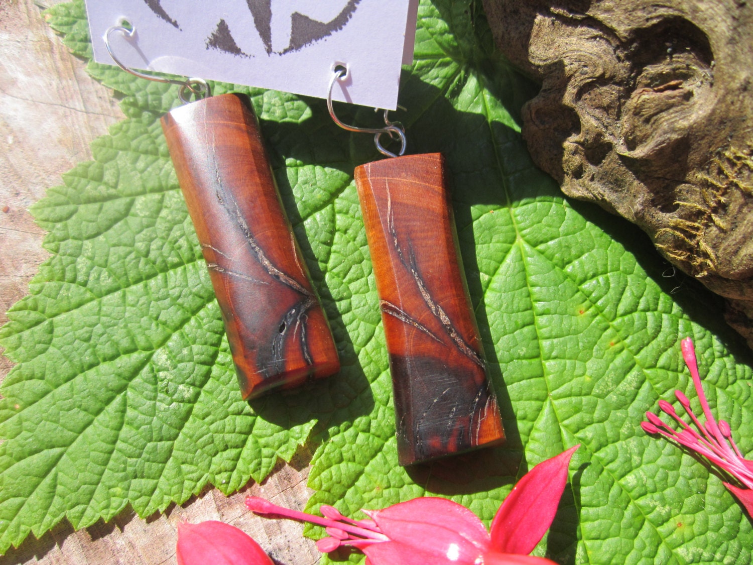 Desert Sunrise Mahogany Earrings- Wooden Earrings in Reclaimed Mountain Mahogany- Wood Jewelry.....105