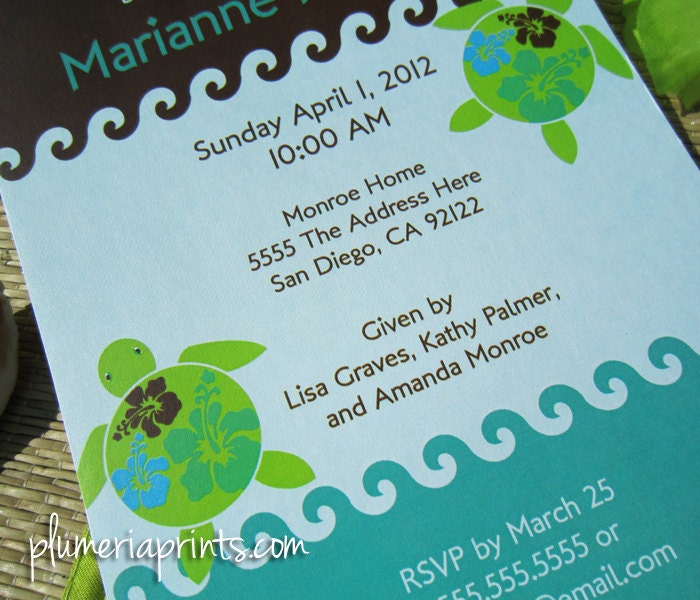 ... Printable DIY Baby Shower Invitation - Swimming Sea Turtles - Blue