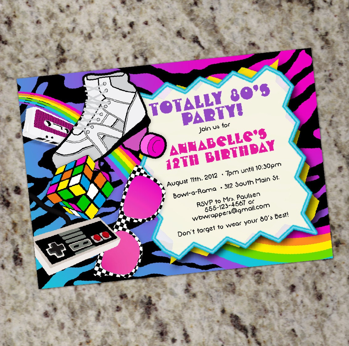 TOTALLY 80s - 1980s themed Birthday Party Invitations - Printable Design Il_170x135