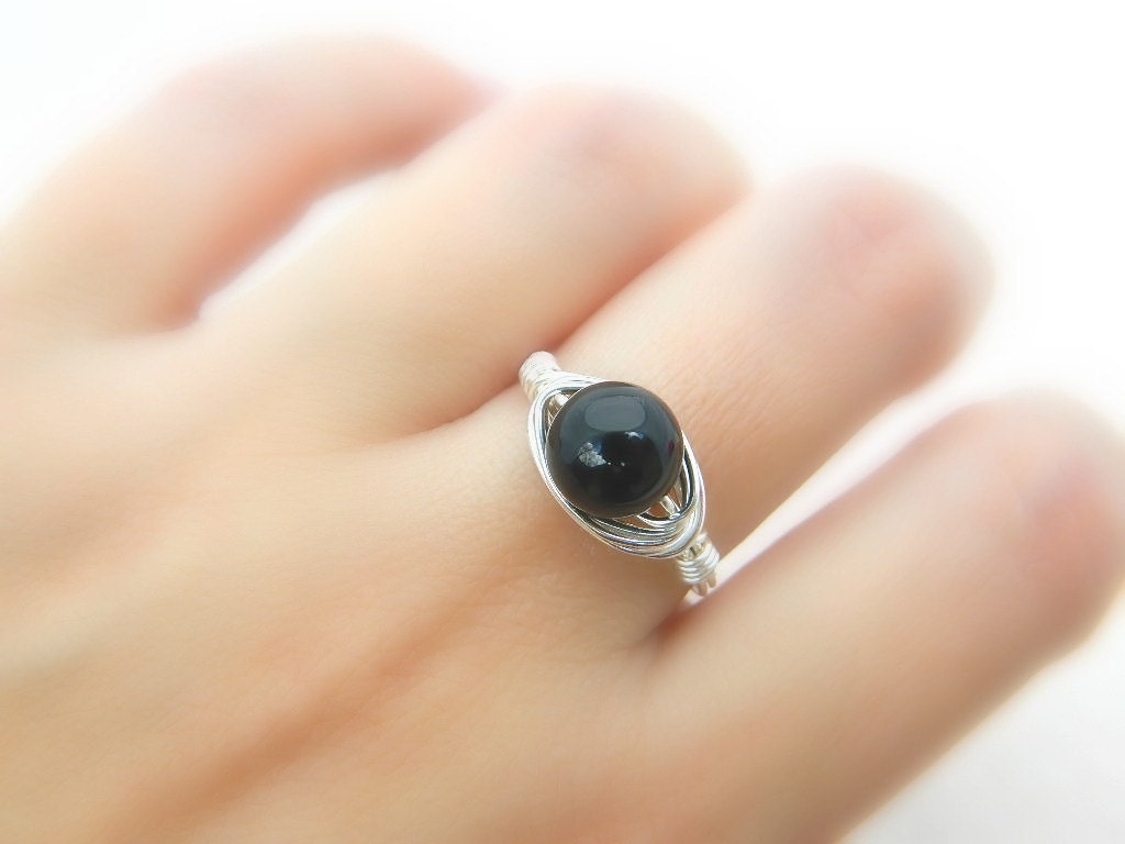 Black Ring . To Order - Swarovski Pearl, Black, Gala, Dark Grey, Bright, Night, Simple, Classic, Romantic, Jewelry Rings, Jewelry