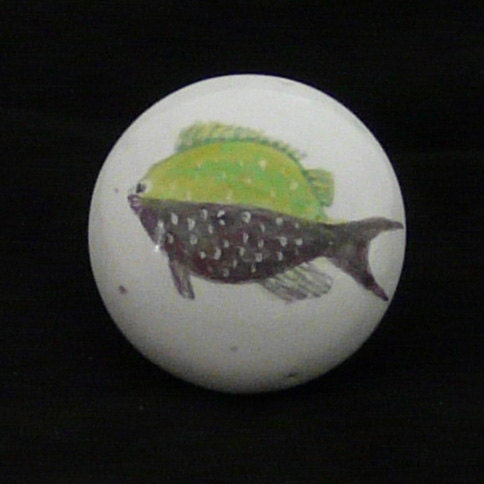 Majolica WIne Bottle Stopper with Green and Purple Fsh