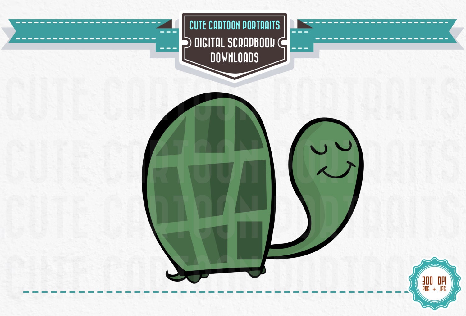 Instant Download - Retro Turtle - Cute Digital Clip Art Collage Sheet