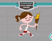 Instant Download - Olympic Runner - Cute Digital Clip Art Collage Sheet