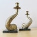 dolphin candlesticks, malachite marble base candle holders, nautical decor