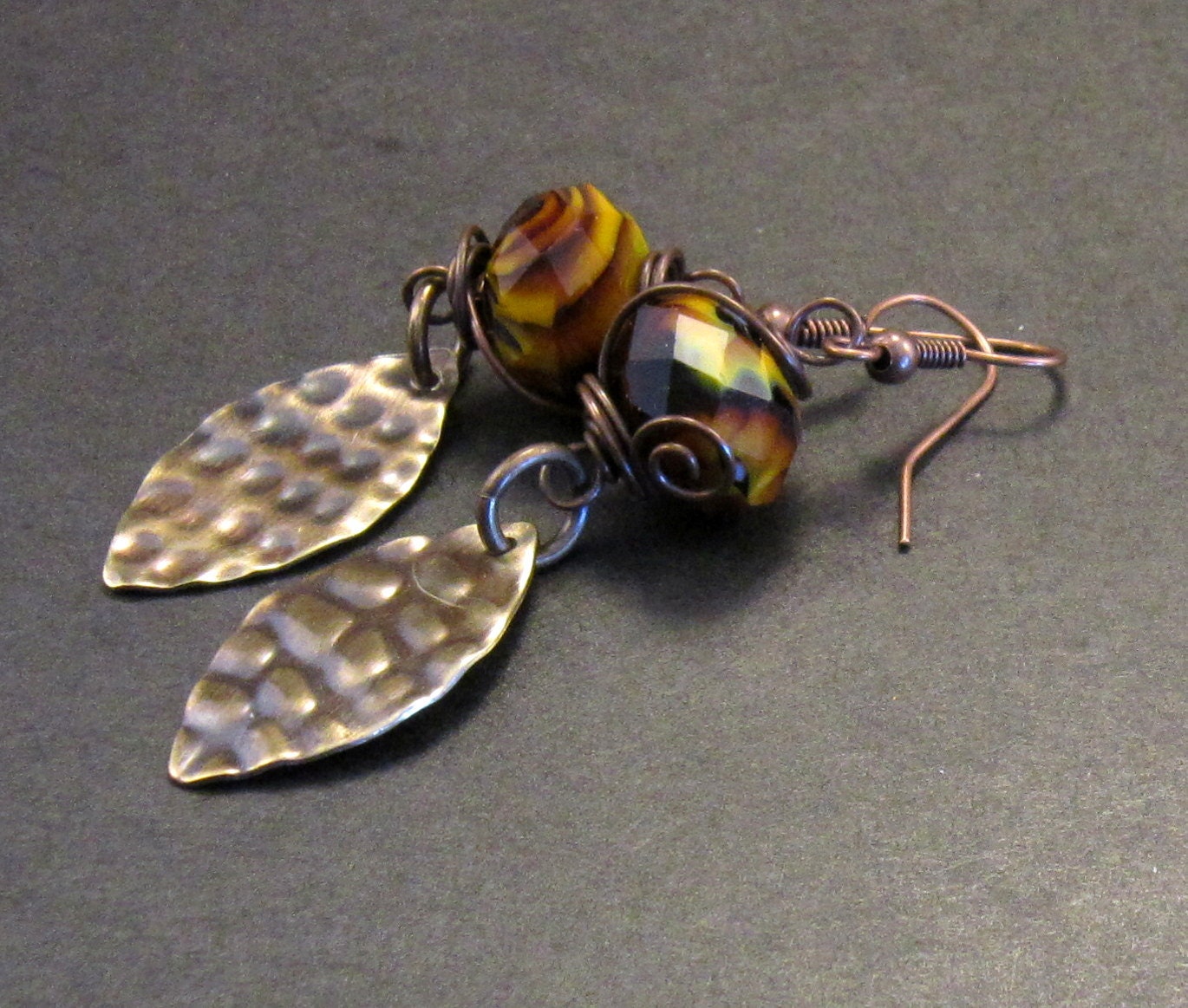 Orange and Brown Earrings