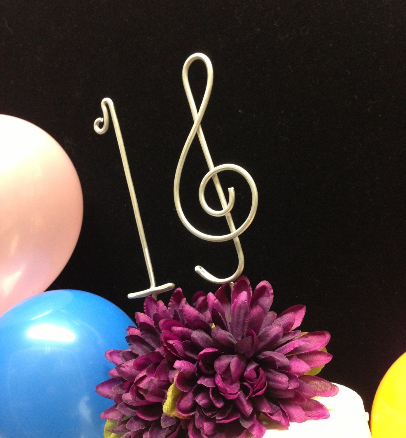 Sweet 16 musical cake topper   Sixteen birthday decoration Treble Clef Music Note for sixteenth celebration