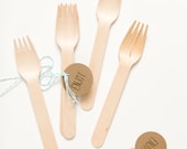 Plain Wooden Utensils - With Tags - 20 Forks, Spoons Or Knives