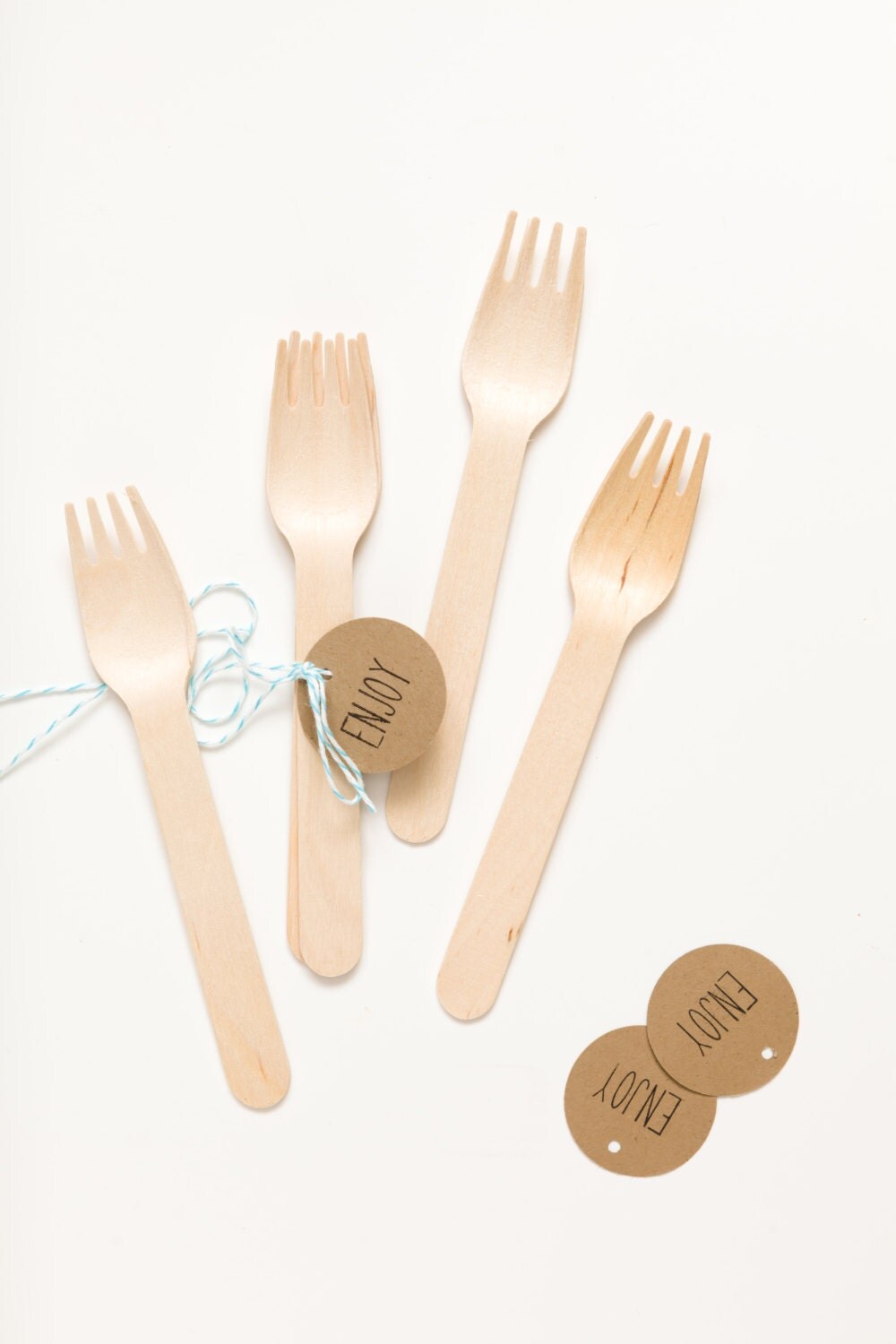 Plain Wooden Utensils - With Tags - 20 Forks, Spoons Or Knives Il_570xn