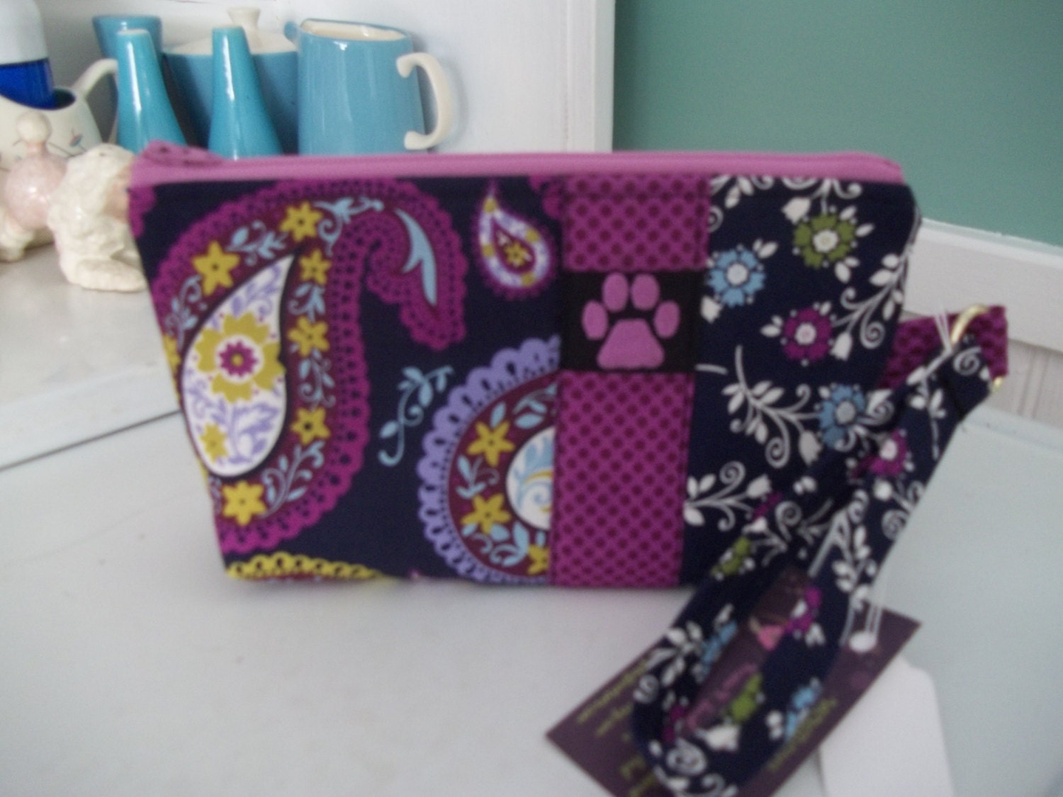 Fun 'N Funky Embroidered Pawprint Wristlet