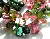 SALE IN SHOP - Multi Color Tourmaline 8mm X 5mm Faceted Teardrop Briolettes - 34 Stones - 4 Inch Strand - Semiprecious Stone