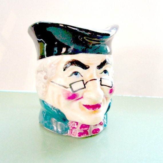 Vintage Toby Style pitcher colonial man with spectacles
