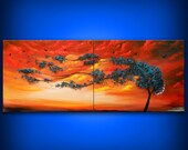 art painting abstract steampunk thick paint wind blowing tree painting textured cloud abstract landscape 16 x 40
