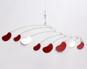 Red and White Ceiling Hugger Mobile - Low Ceiling Kinetic Art Mobile Sculpture