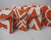 Bridesmaids Clutches / New Wedding Collection /Set of (4) /The Jenna Clutch in Tangerine / Design Your Own