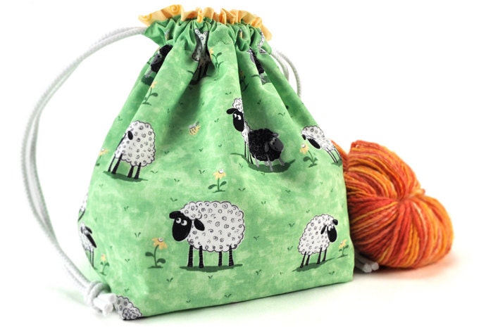 Knitting Project Bag Crochet Project Bag Square  - Grazed